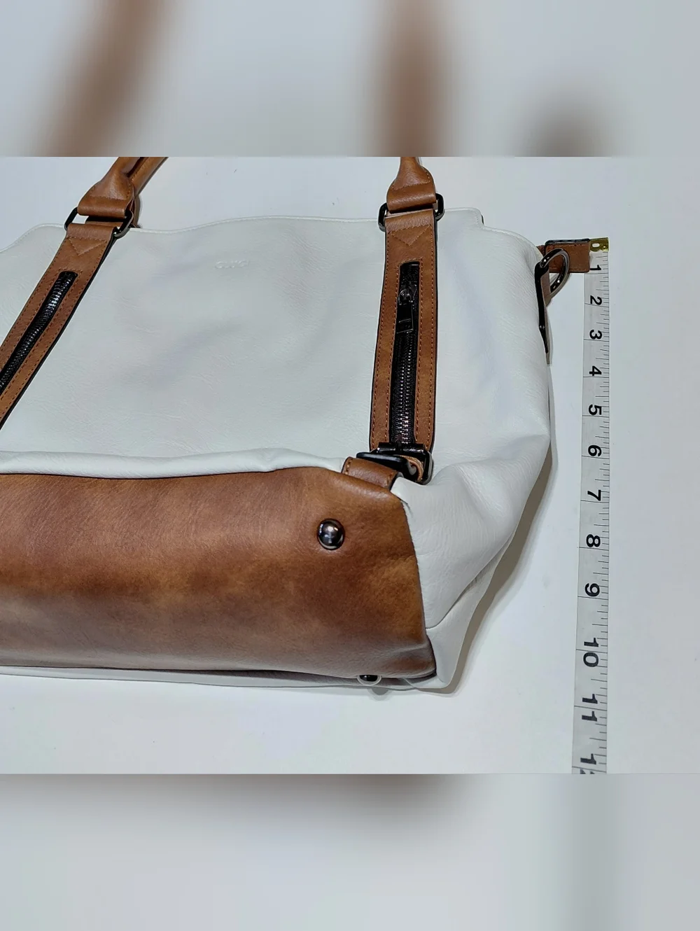 CLUCI Women’s Vegan Leather Cream  Hobo  Bag Large Tote with Brown Trim